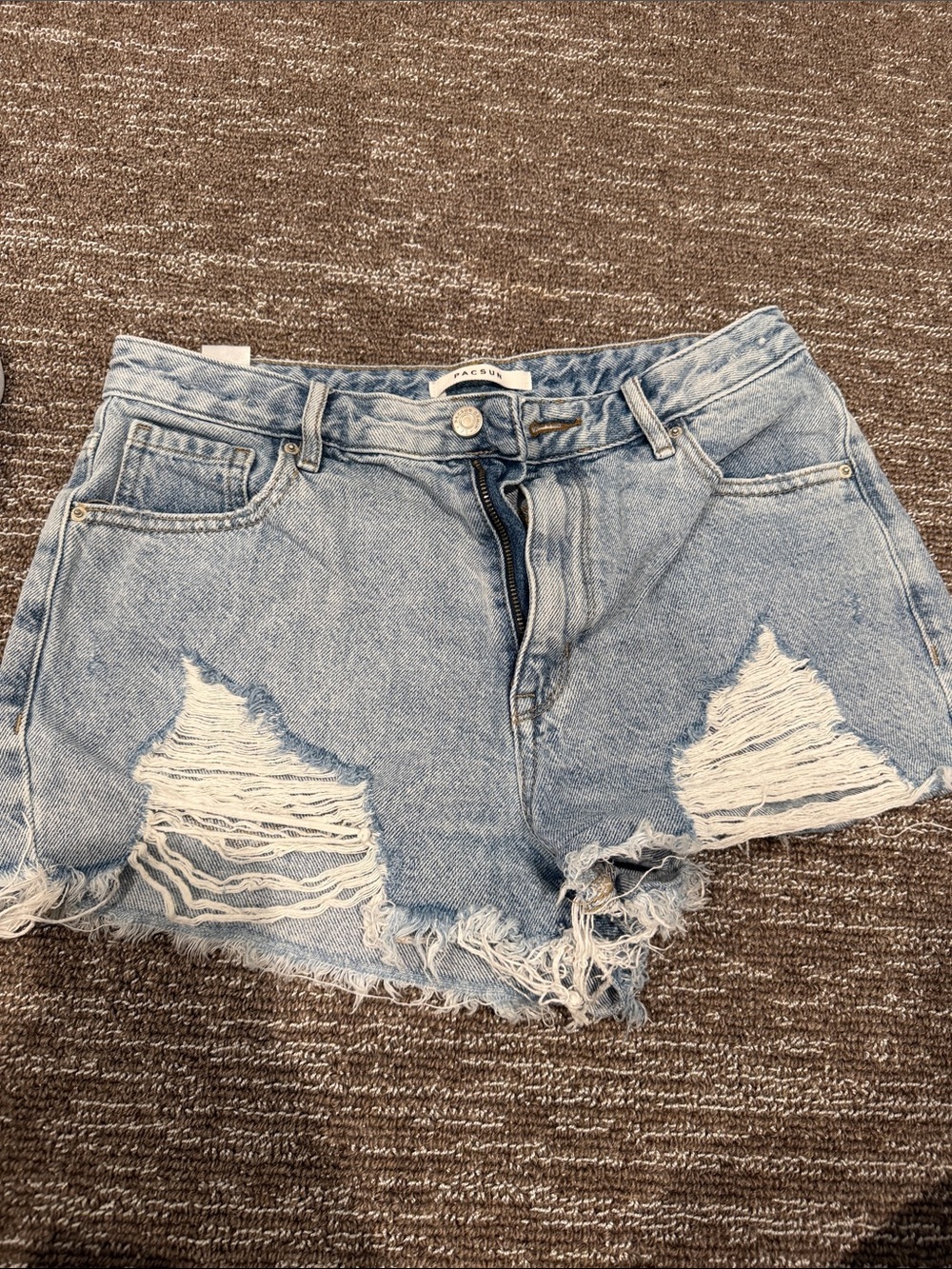 PacSun Light Blue Distressed High-Rise Jean Shorts